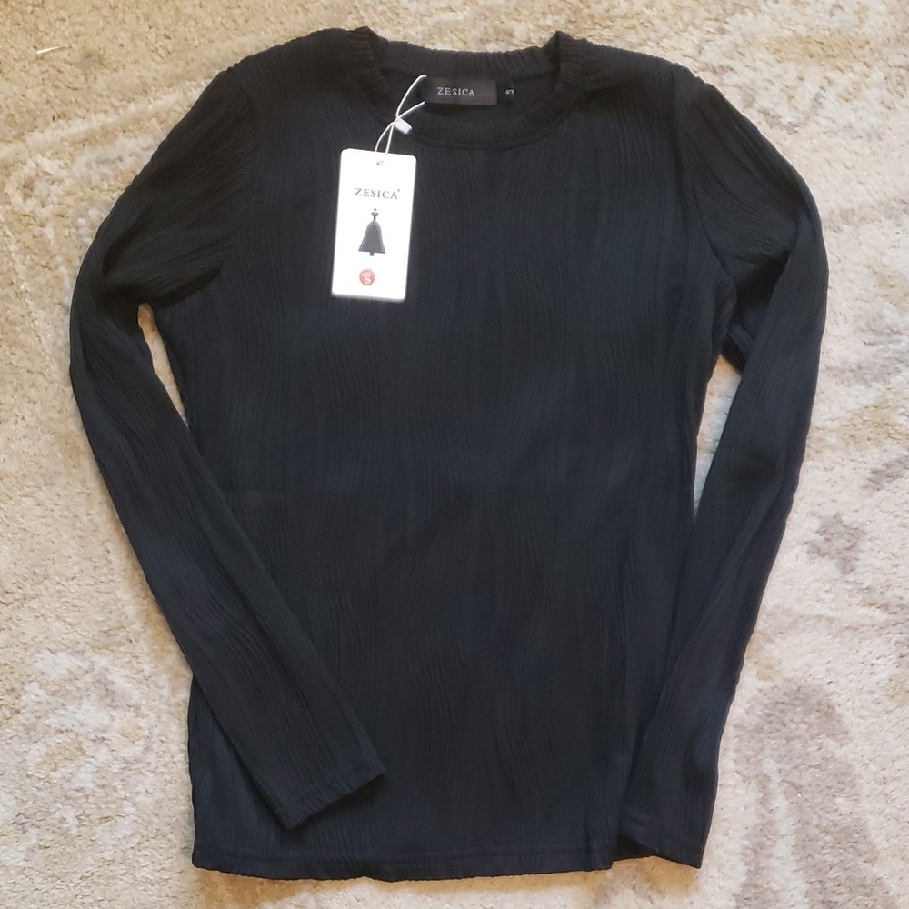 Zesica Black Long Sleeve Top Small